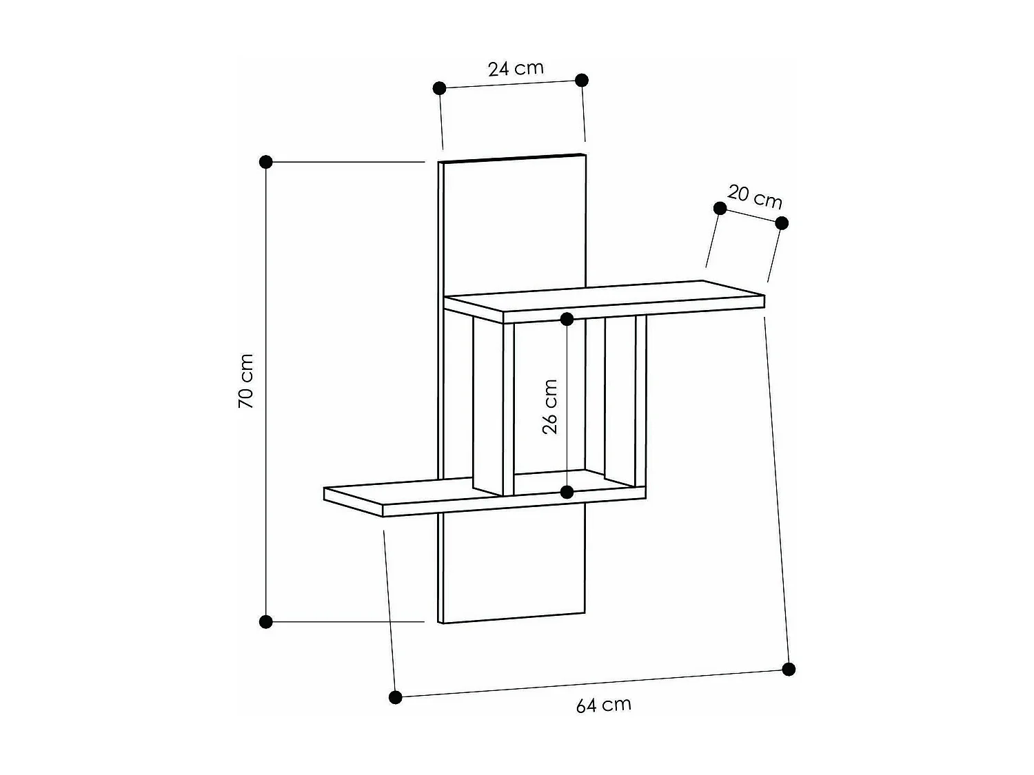 Dmareggin plank, Plank, Wandplank, Multifunctionele planken, 64x20 h70 cm, Antraciet