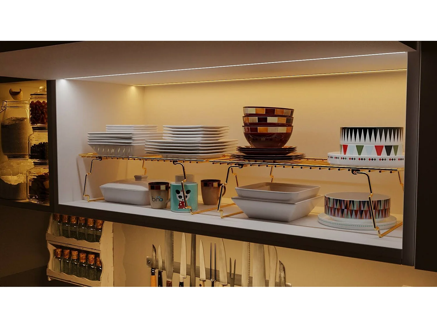 Étagère murale Dgervason, Étagère, Tablette murale, Rayonnage polyvalent, 15x42 h19 cm, Or et Marron