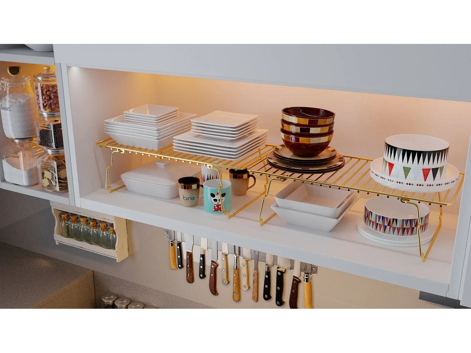 Étagère murale Dgervason, Étagère, Tablette murale, Rayonnage polyvalent, 15x42 h19 cm, Or et Marron