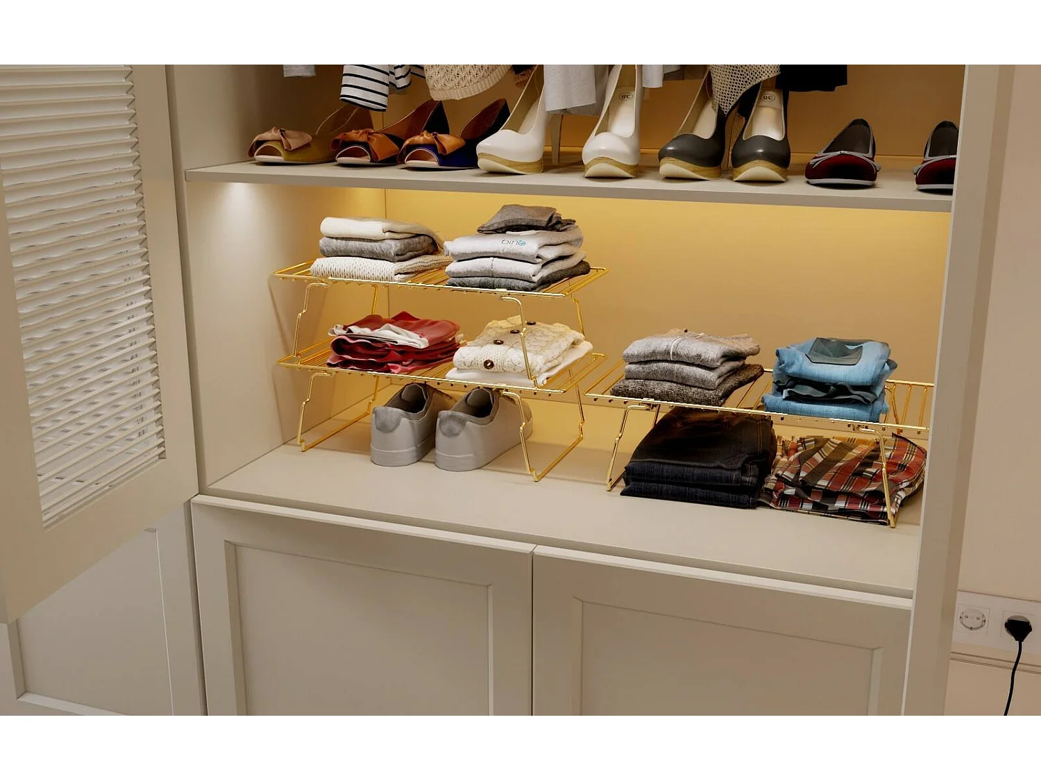 Dgervason plank, Plank, Wandplank, Multifunctionele planken, 15x42 h19 cm, Goud en Bruin