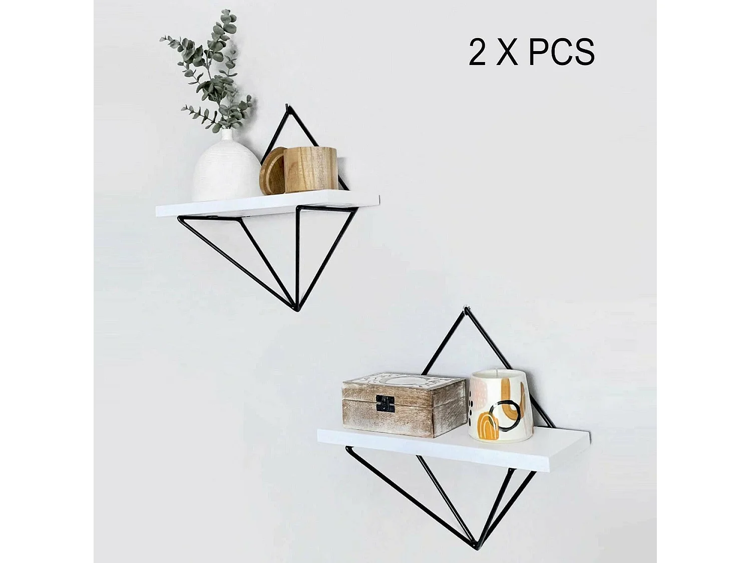 Étagère murale Dgabrieleelhilal, Étagère, Tablette murale, Rayonnage polyvalent, 22x14 h30 cm, Blanc et Noir