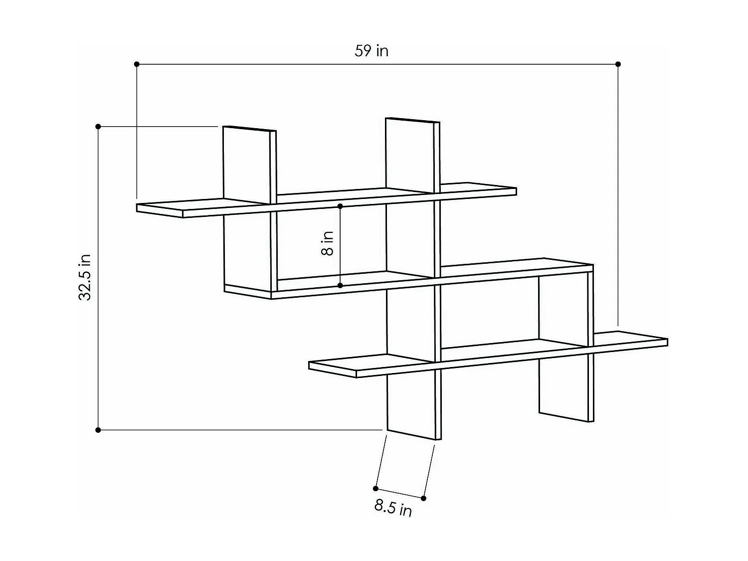 Dlocatell plank, Plank, Wandplank, Multifunctionele planken, 150x22 h82 cm, Eiken