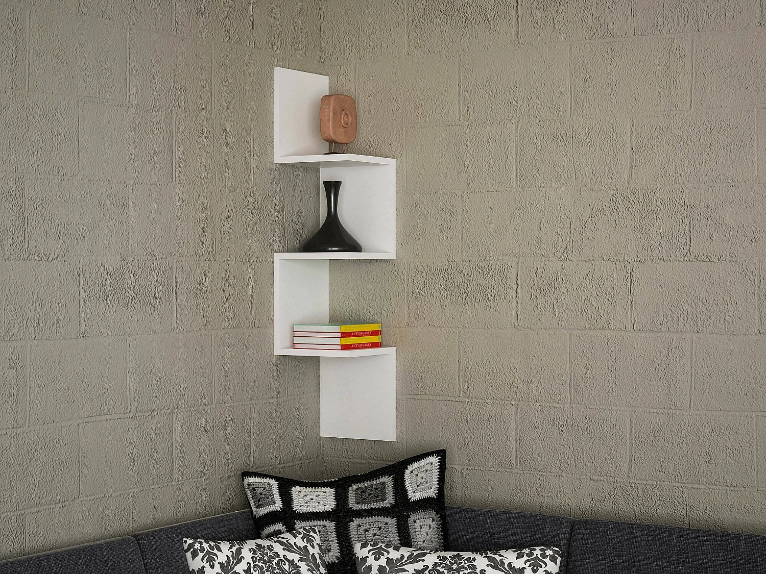 Étagère murale Dgiampaol, Étagère, Tablette murale, Rayonnage polyvalent, 25x25 h105 cm, Blanc