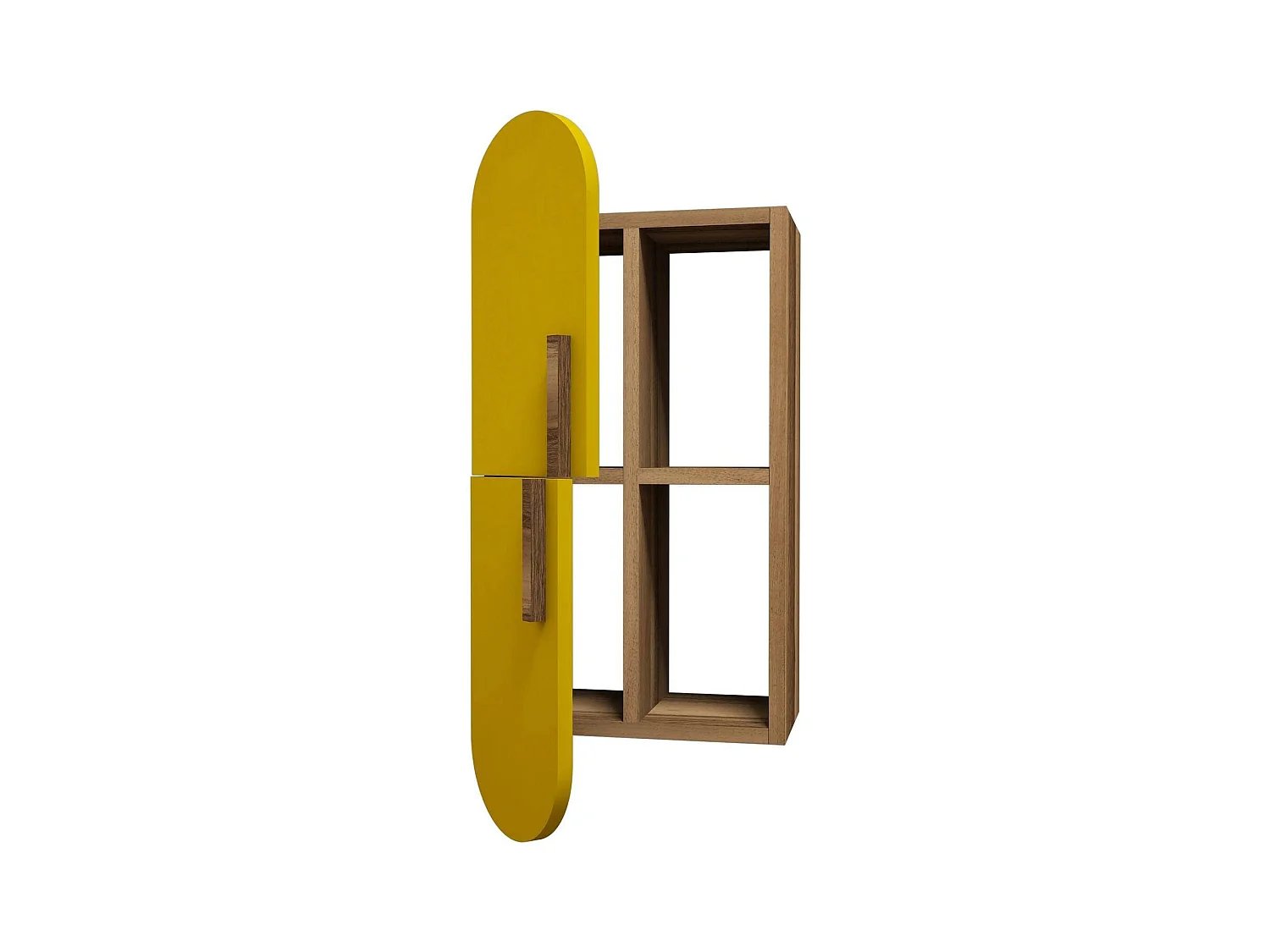 Dmora - Mensola Nesat, 35x22 h60 cm, Noce e Giallo