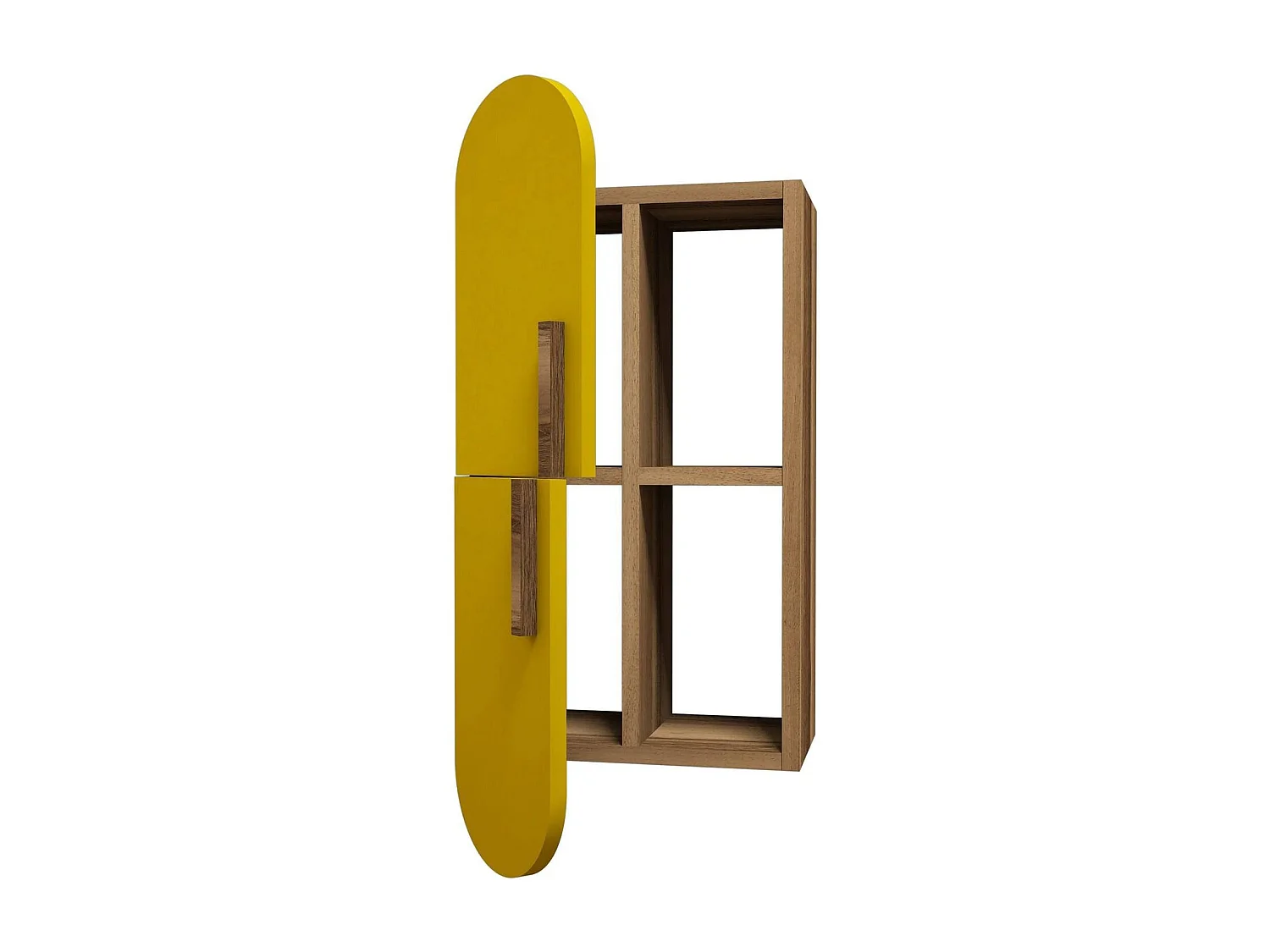 Étagère murale Dpittarell, Étagère, Tablette murale, Rayonnage polyvalent, 35x22 h60 cm, Noyer et Jaune