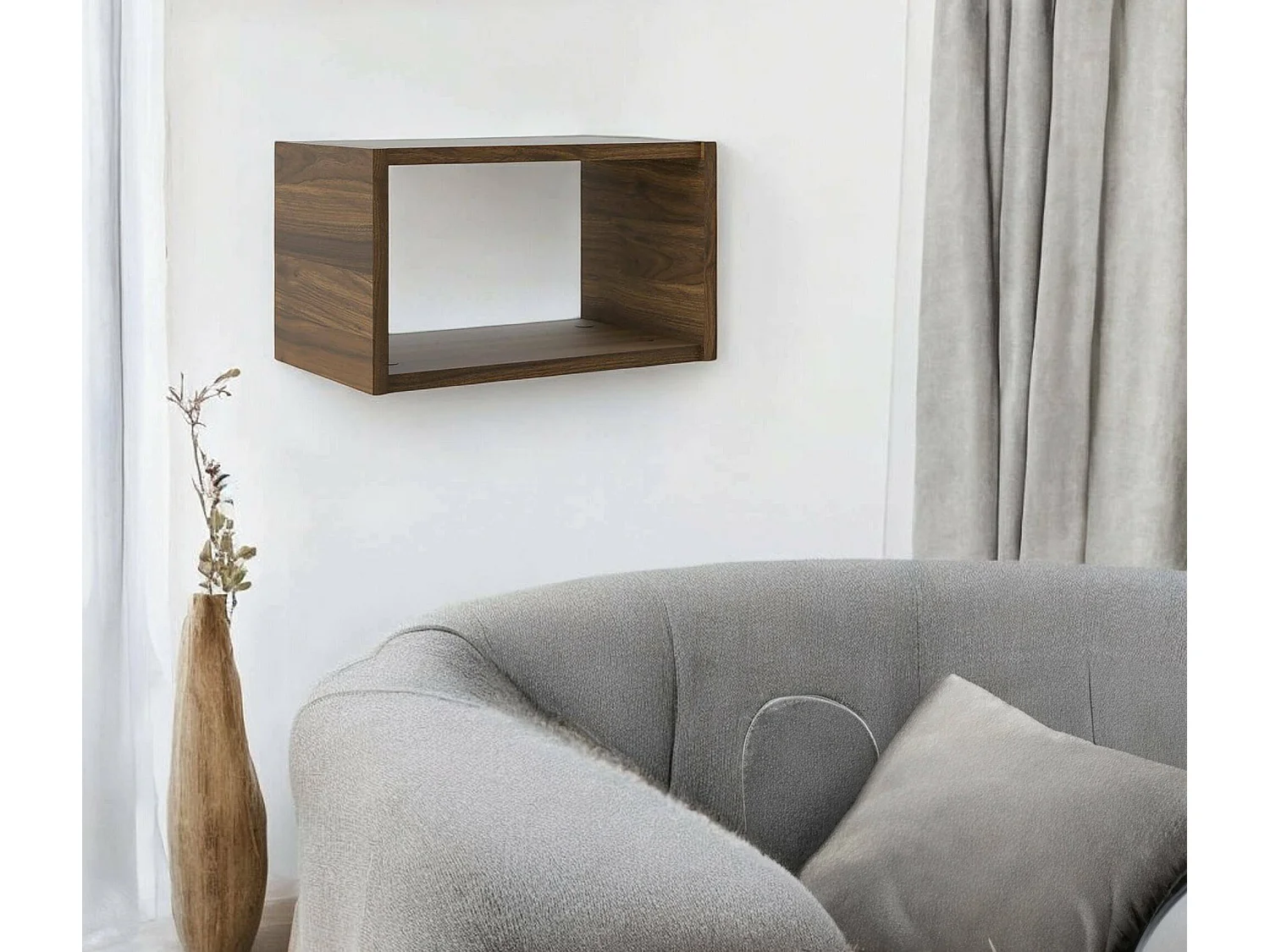 Étagère murale Dtess, Étagère, Tablette murale, Rayonnage polyvalent, 44x25 h26 cm, Noyer