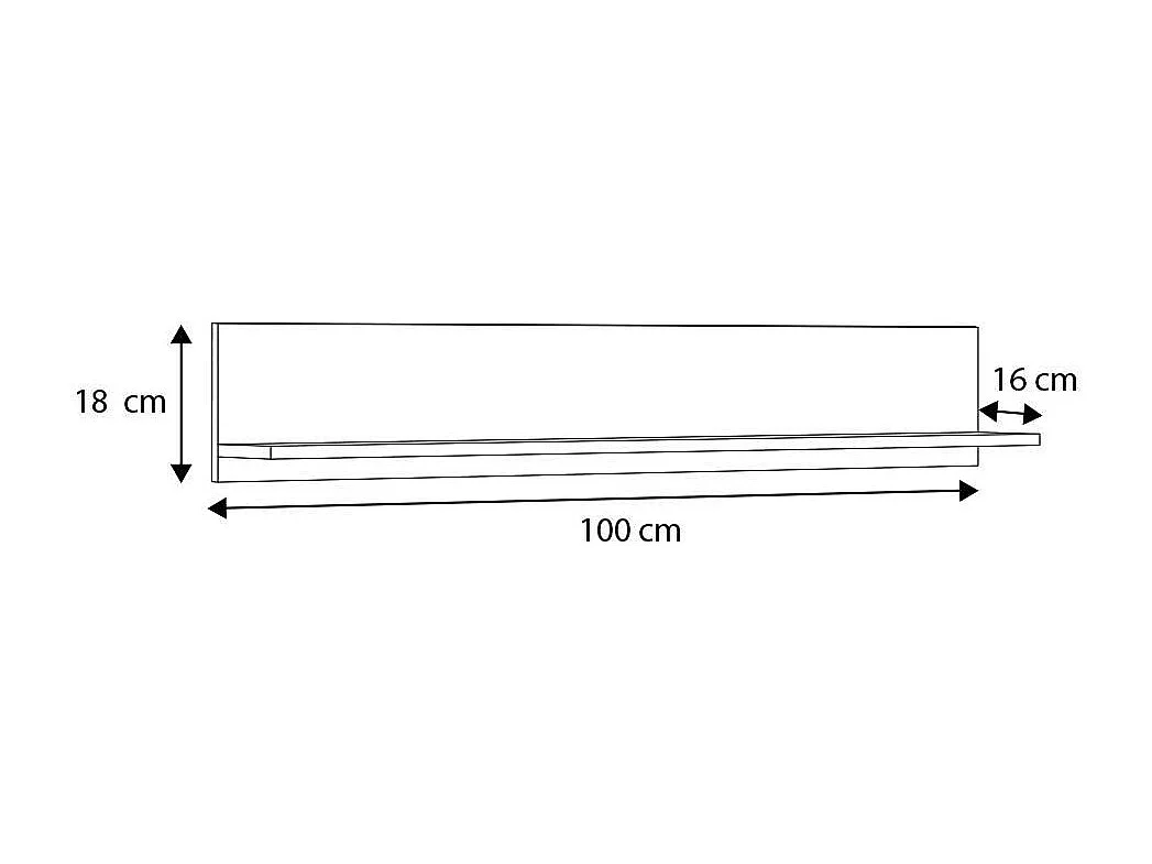 Dholma plank, Plank, Wandplank, Multifunctionele planken, 16x100 h18 cm, Zwart