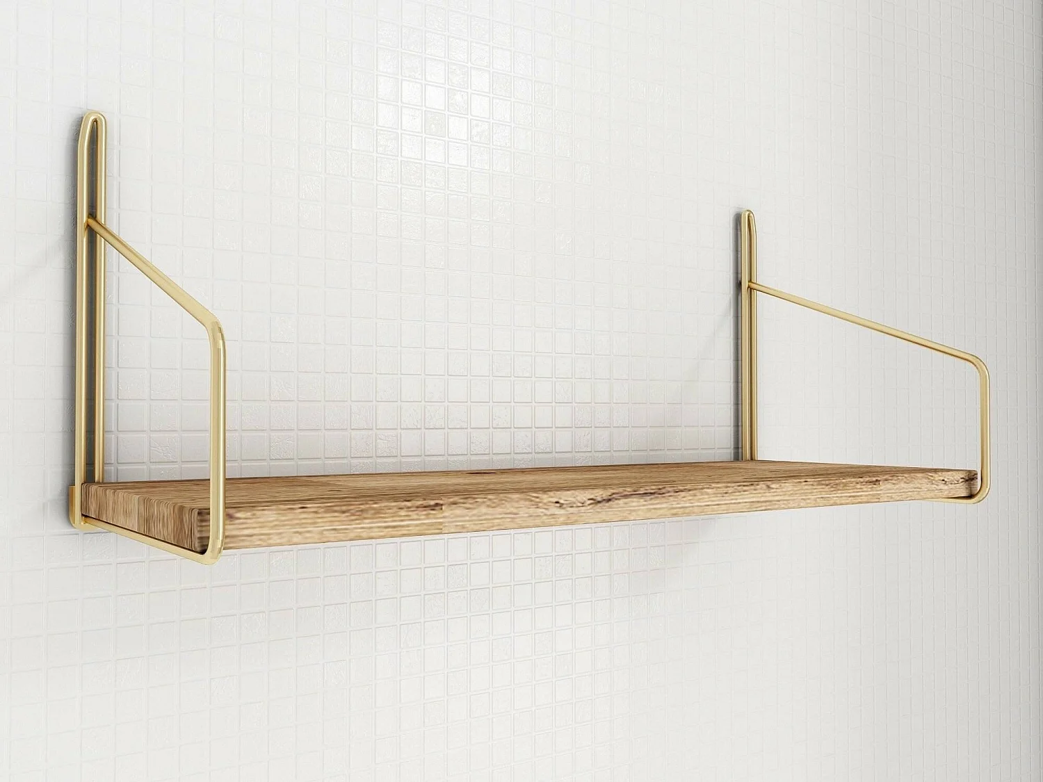 Estantería Dgagliardin, Estante, Estante de pared, Estanterías multiusos, 45x16 h16 cm, Oro y Marrón