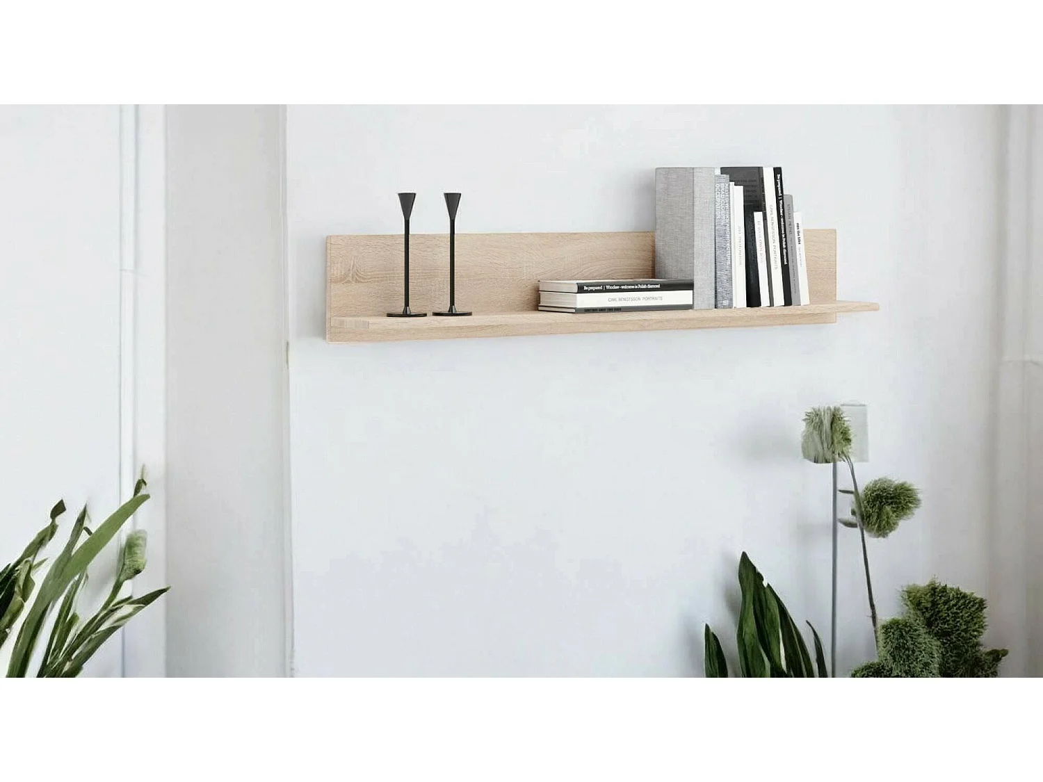 Estante Dholma, Estante, Estante de parede, Estante multiusos, 16x100 h18 cm, Carvalho