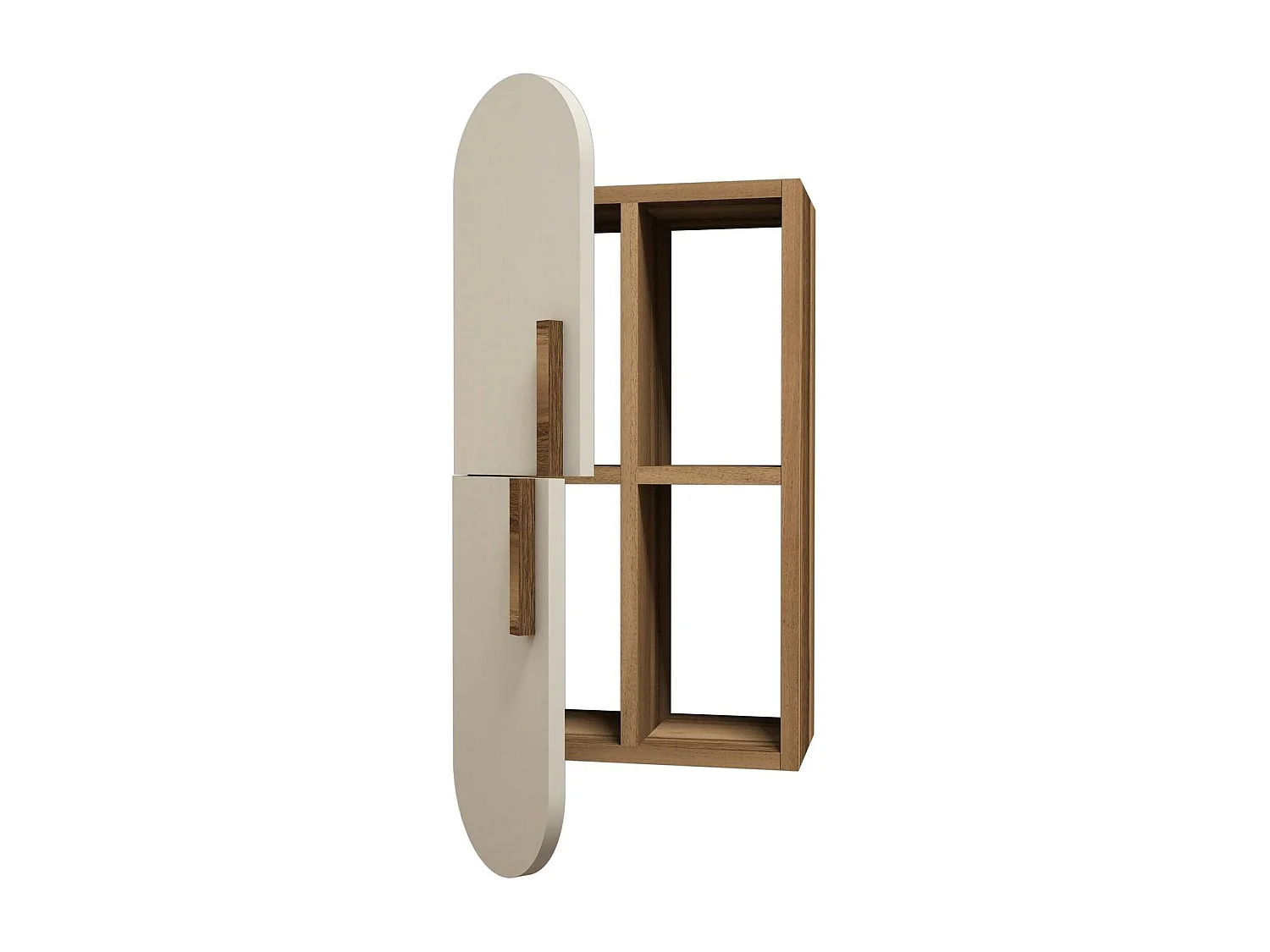 Dpittarell plank, Plank, Wandplank, Multifunctionele planken, 35x22 h60 cm, Walnoot en Crème