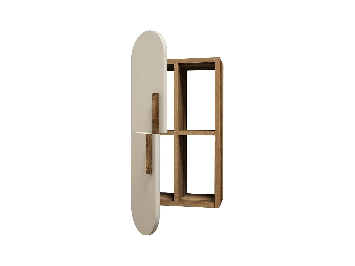 Dpittarell plank, Plank, Wandplank, Multifunctionele planken, 35x22 h60 cm, Walnoot en Crème
