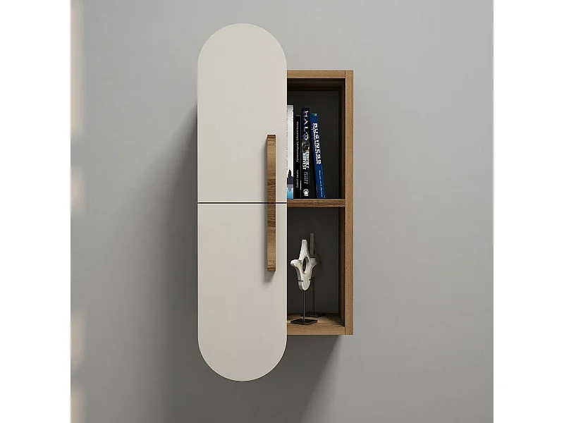 Regal Dpittarell, Gestell, Wandregal, Mehrzweckregale, 35x22 h60 cm, Walnuss und Creme