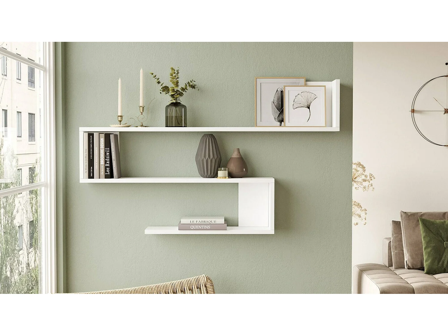 Étagère murale Dmaterazz, Étagère, Tablette murale, Rayonnage polyvalent, 120x15 h71 cm, Blanc