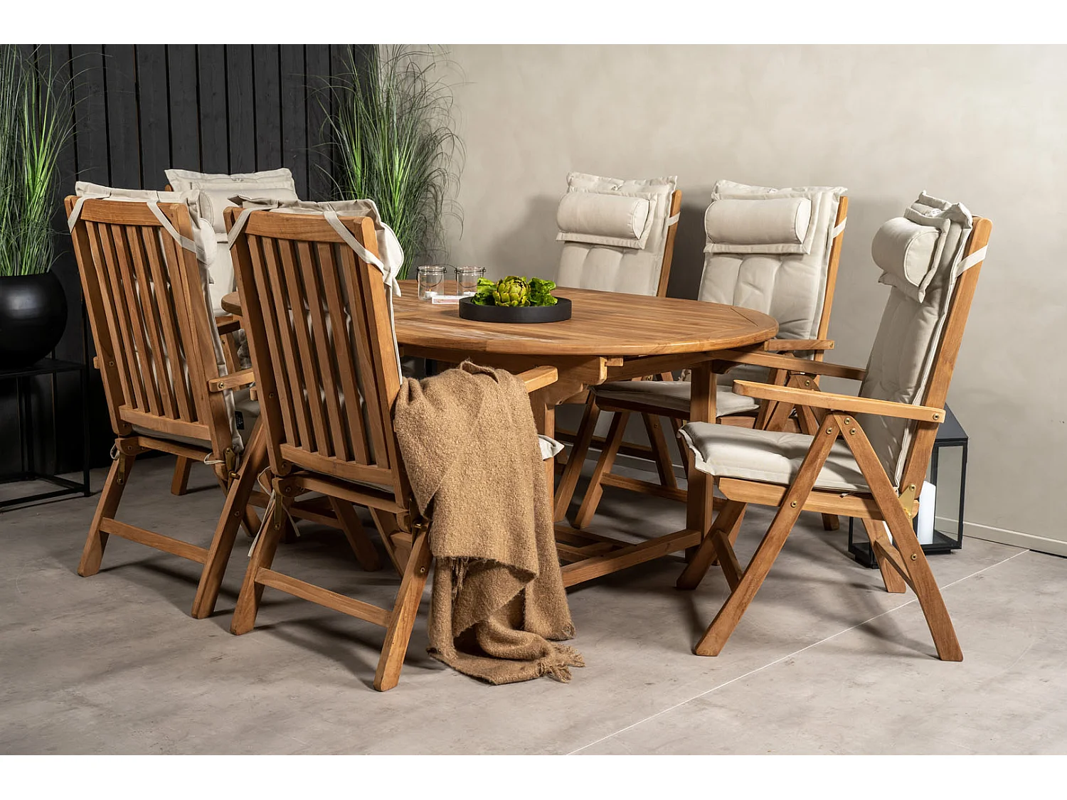 Kenya eettafel tuin incl. extra blad 180, 240 cm natuur.