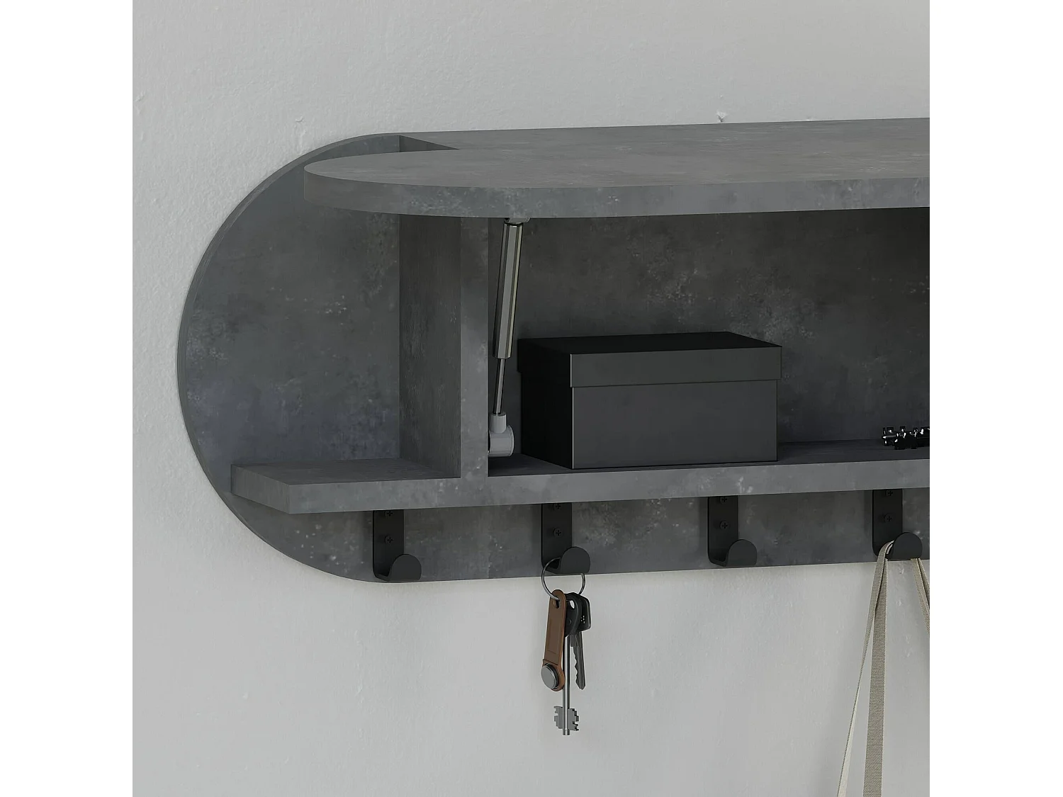 Portemanteau Dpaolovirdi, Portemanteau, Porte-vêtements polyvalent, Cintre mural, 84x16 h29 cm, Gris