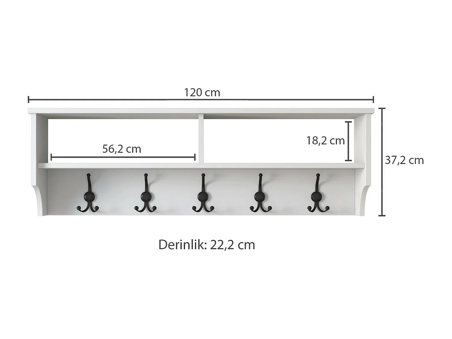 Portemanteau Dpietrotagliaferr, Portemanteau, Porte-vêtements polyvalent, Cintre mural, 120x22 h37 cm, Blanc