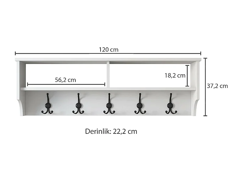 Portemanteau Dpietrotagliaferr, Portemanteau, Porte-vêtements polyvalent, Cintre mural, 120x22 h37 cm, Blanc