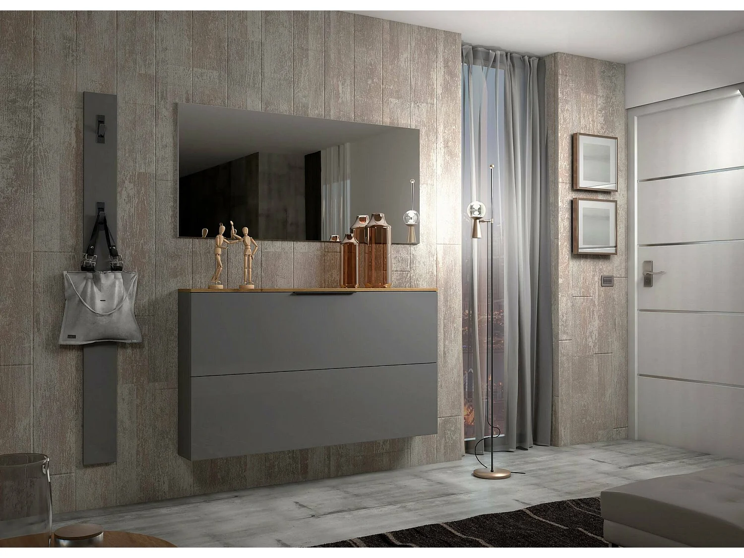 Appendiabiti Ascrea, 3 Ganci Made in Italy, Grigio