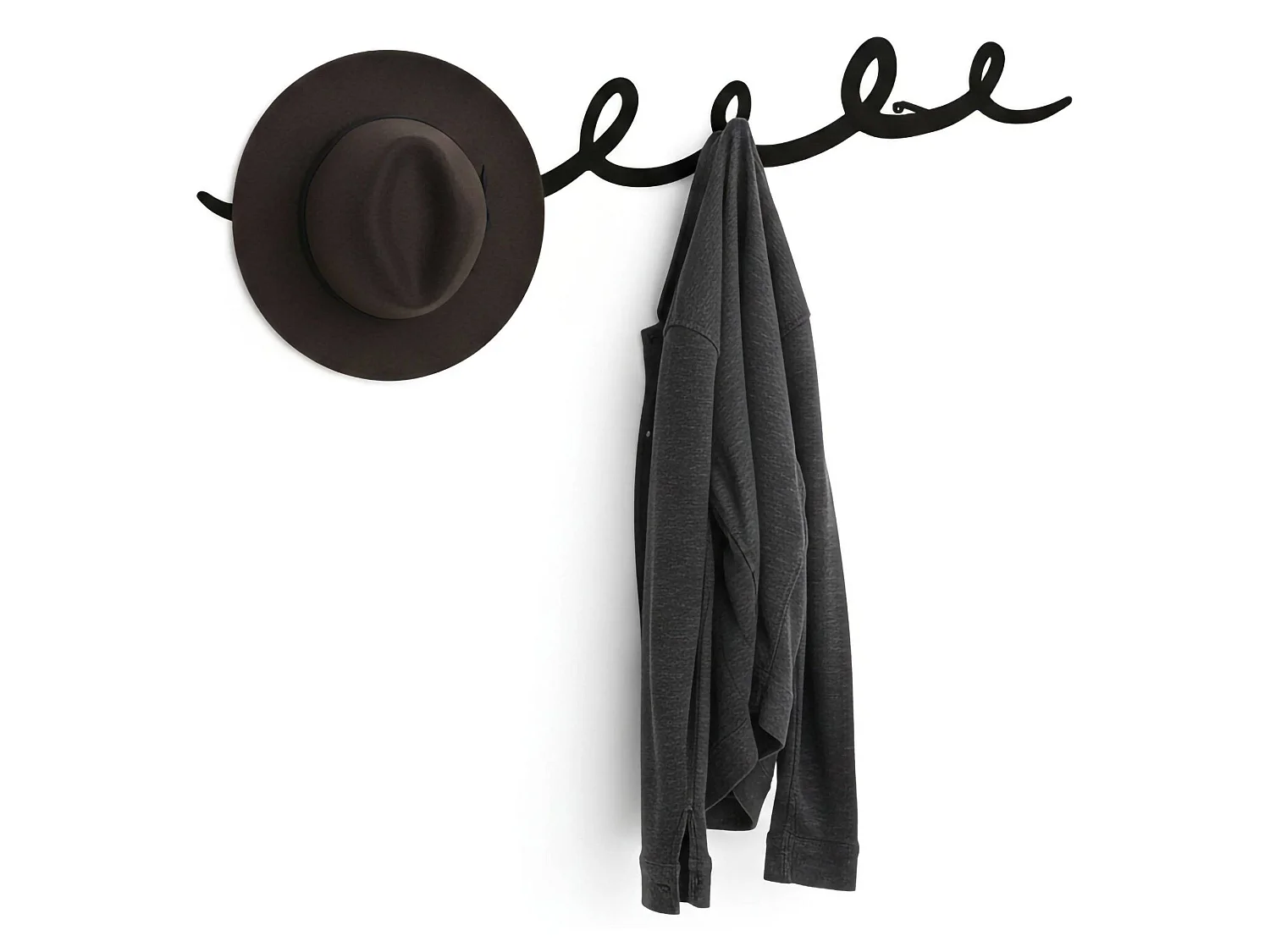 Portemanteau Dgiuntol, Portemanteau, Surmatelas, Cintre mural, 80x5h12 cm, Noir