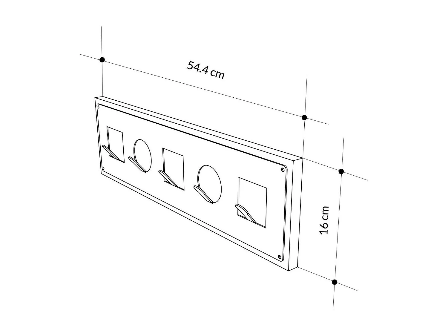 Portemanteau Dluispalomin, Portemanteau, Porte-vêtements polyvalent, Cintre mural, 54x2 h16 cm, Chêne