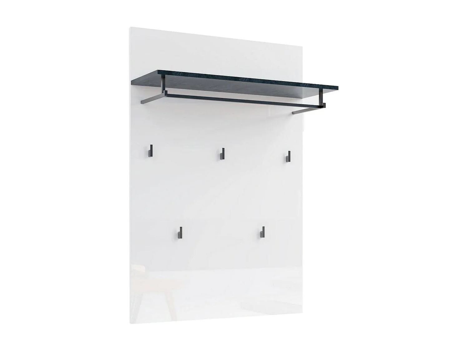 Appendiabiti Henry, 5 Ganci Made in Italy, Bianco Lucido