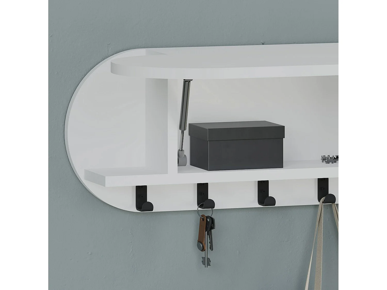 Perchero Dpaolovirdi, Perchas, Percha multiusos, Perchero de pared, 84x16 h29 cm, Blanco