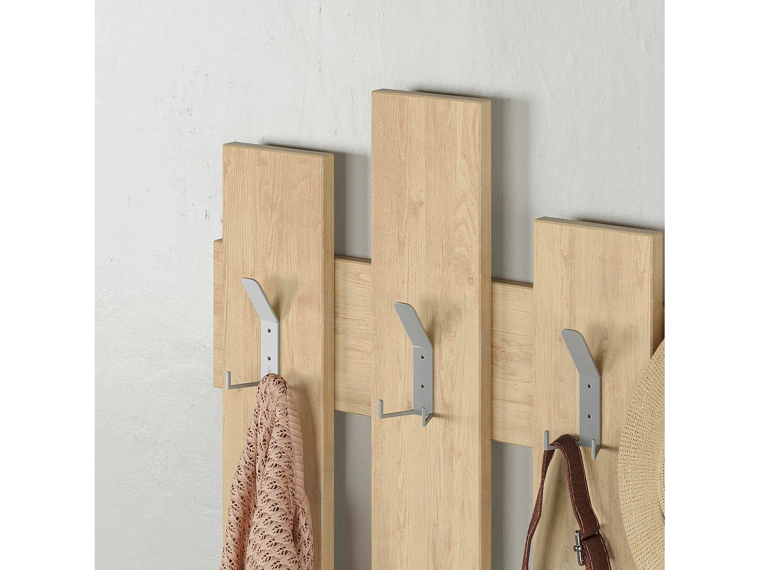 Portemanteau Dpons, Portemanteau, Surmatelas, Cintre mural, 64x4 h79 cm, Chêne