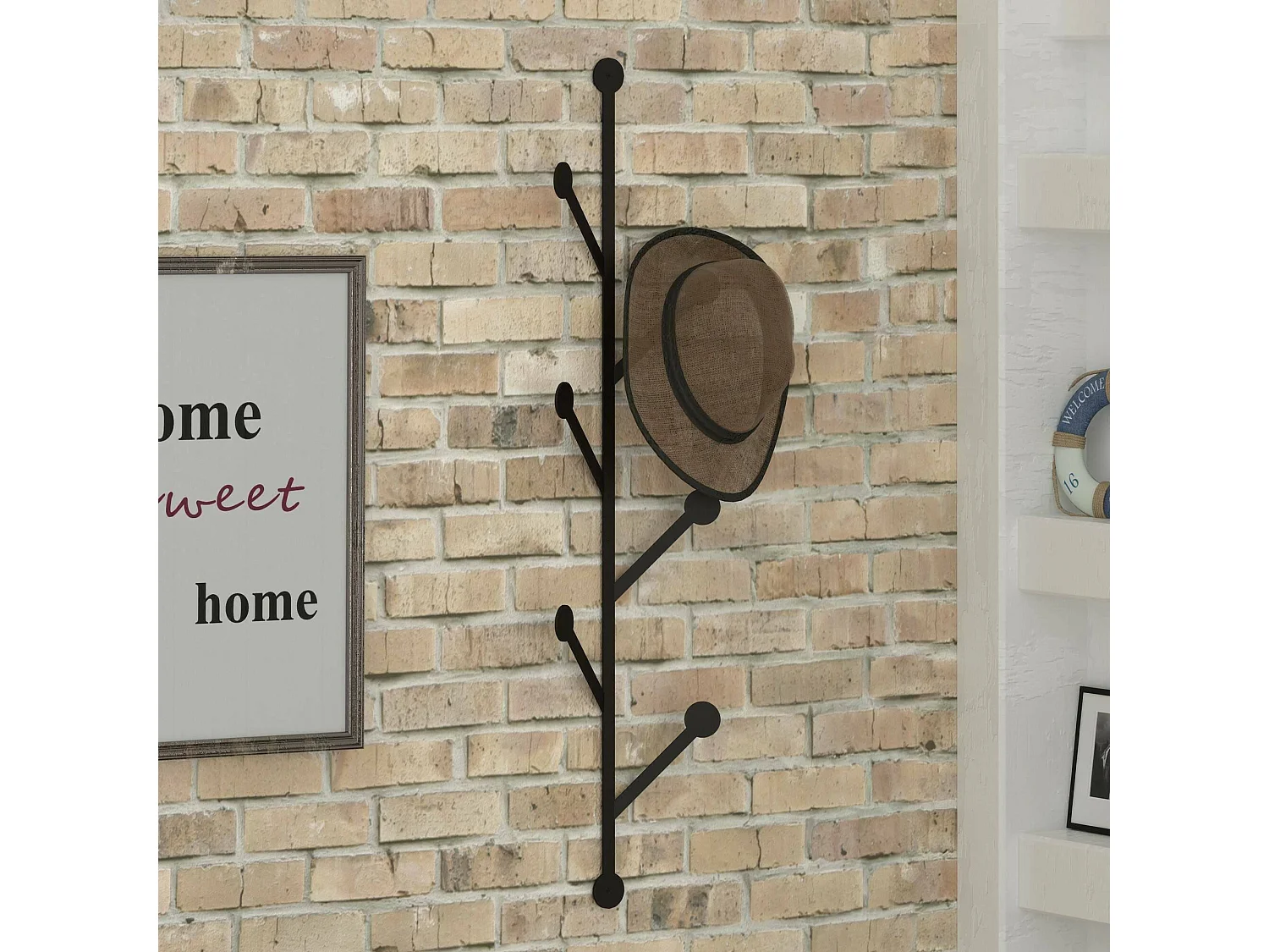 Garderobe/Kleiderbügel Dpasin, Kleiderhalter, Wand-Kleiderständer-Struktur, Wandgarderobe, 22x5h94 cm, Schwarz