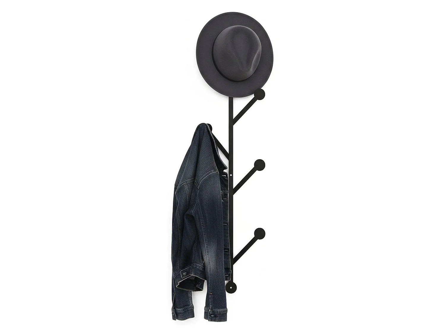 Portemanteau Dpasin, Portemanteau, Surmatelas, Cintre mural, 22x5h94 cm, Noir