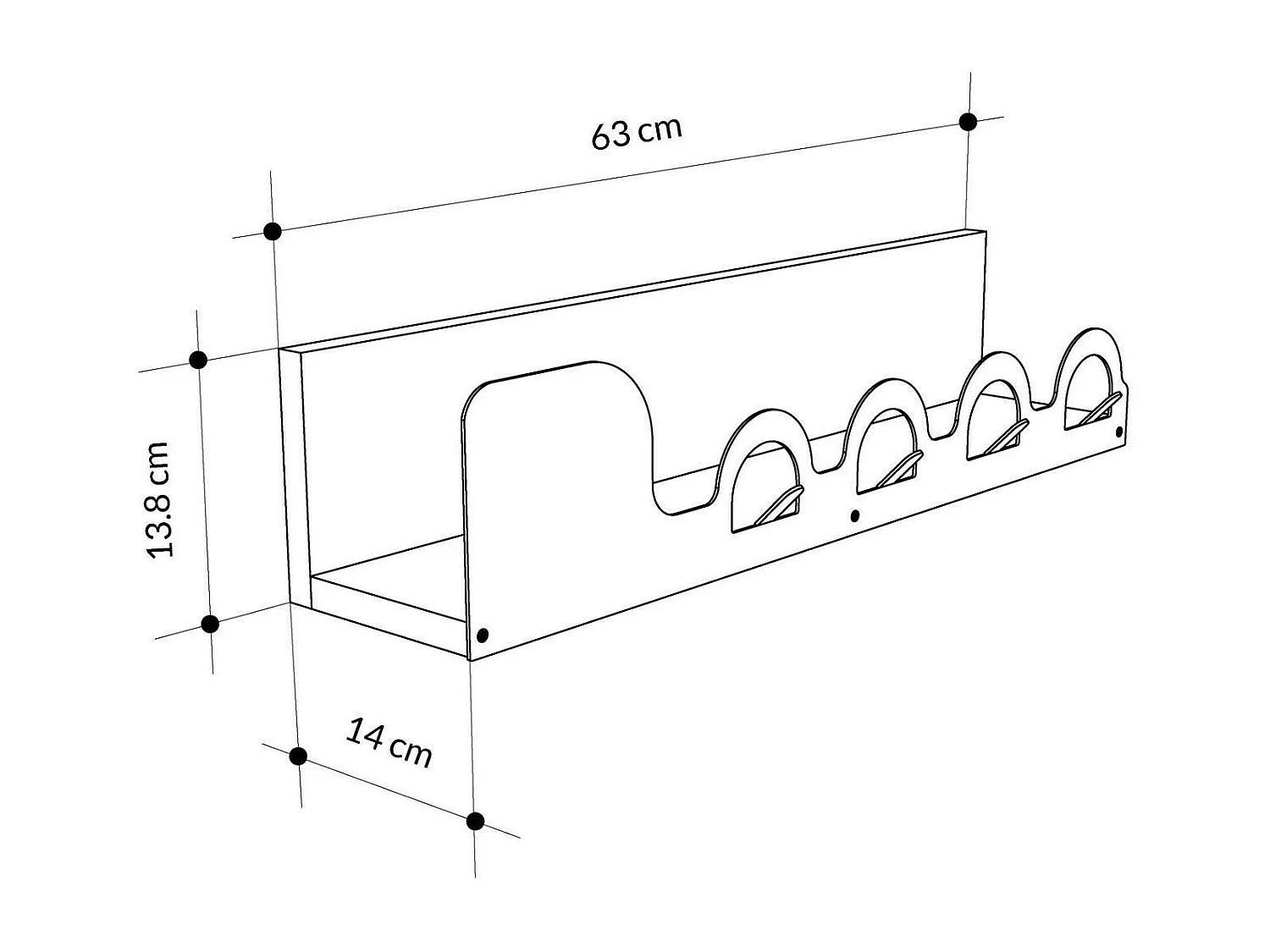 Portemanteau Dmagistrell, Portemanteau, Porte-vêtements polyvalent, Cintre mural, 63x14 h14 cm, Chêne