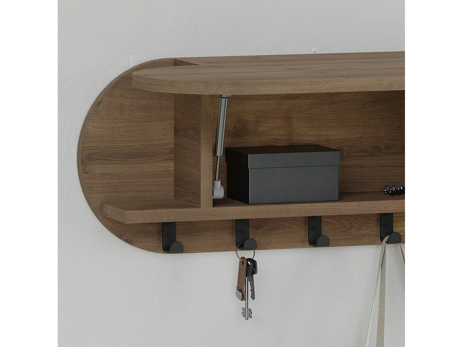 Portemanteau Dpaolovirdi, Portemanteau, Porte-vêtements polyvalent, Cintre mural, 84x16 h29 cm, Chêne