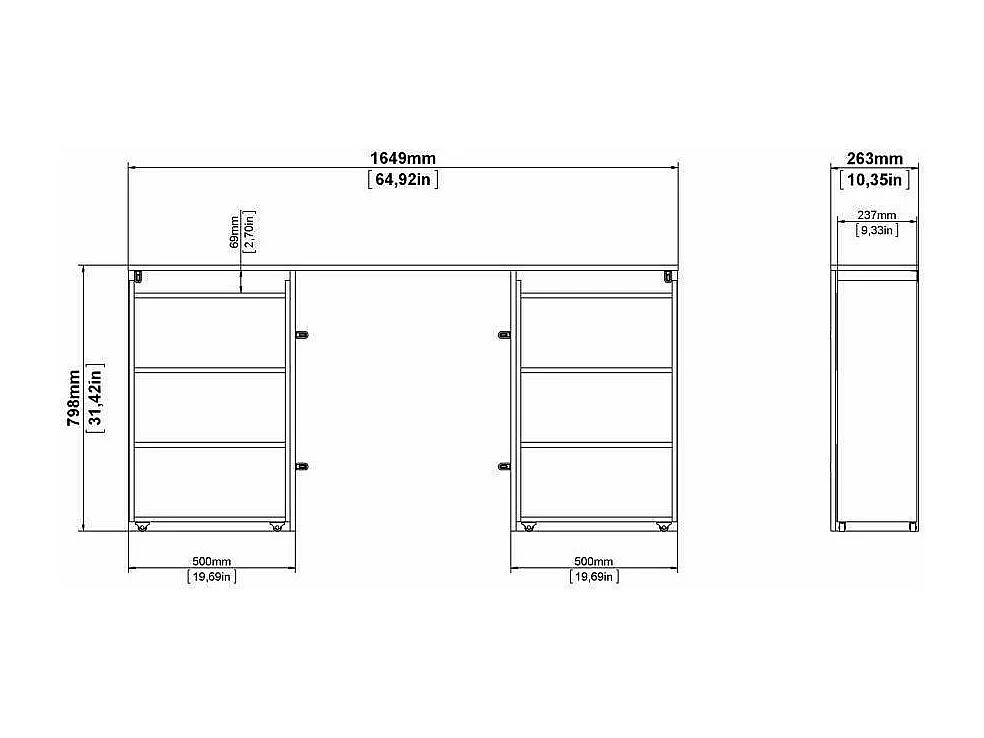 Dmora - Comodino Shary, 165x26 h80 cm, Rovere