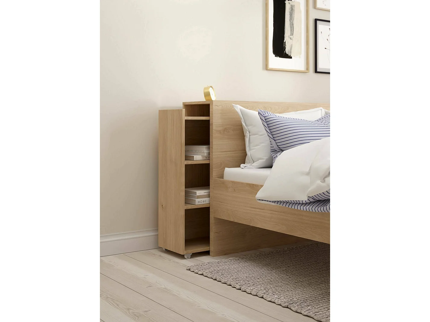 Dmora - Comodino Shary, 165x26 h80 cm, Rovere