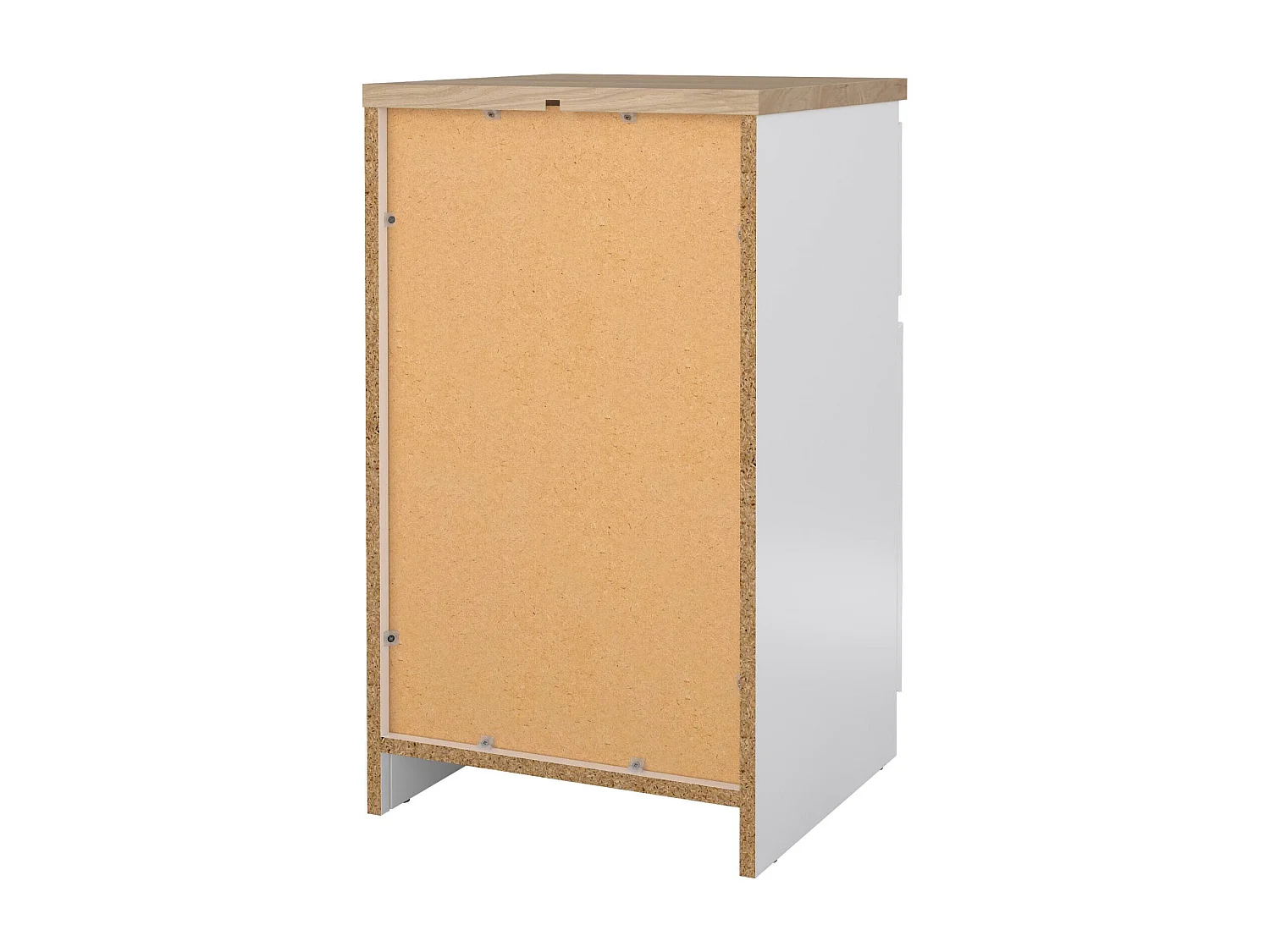 Francoise nachtkastje, Lage ladekast, Nachtkastje, Bedplank, 40x40 h70 cm, Wit en Eiken