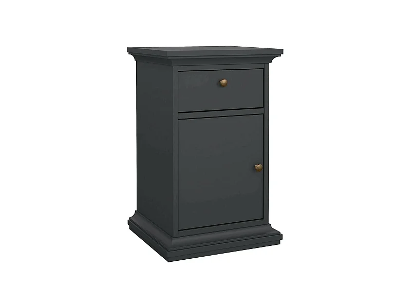 Chevet Drrahman, Commode basse, Table de nuit, Étagère de chevet, 44x40 h70 cm, Gris