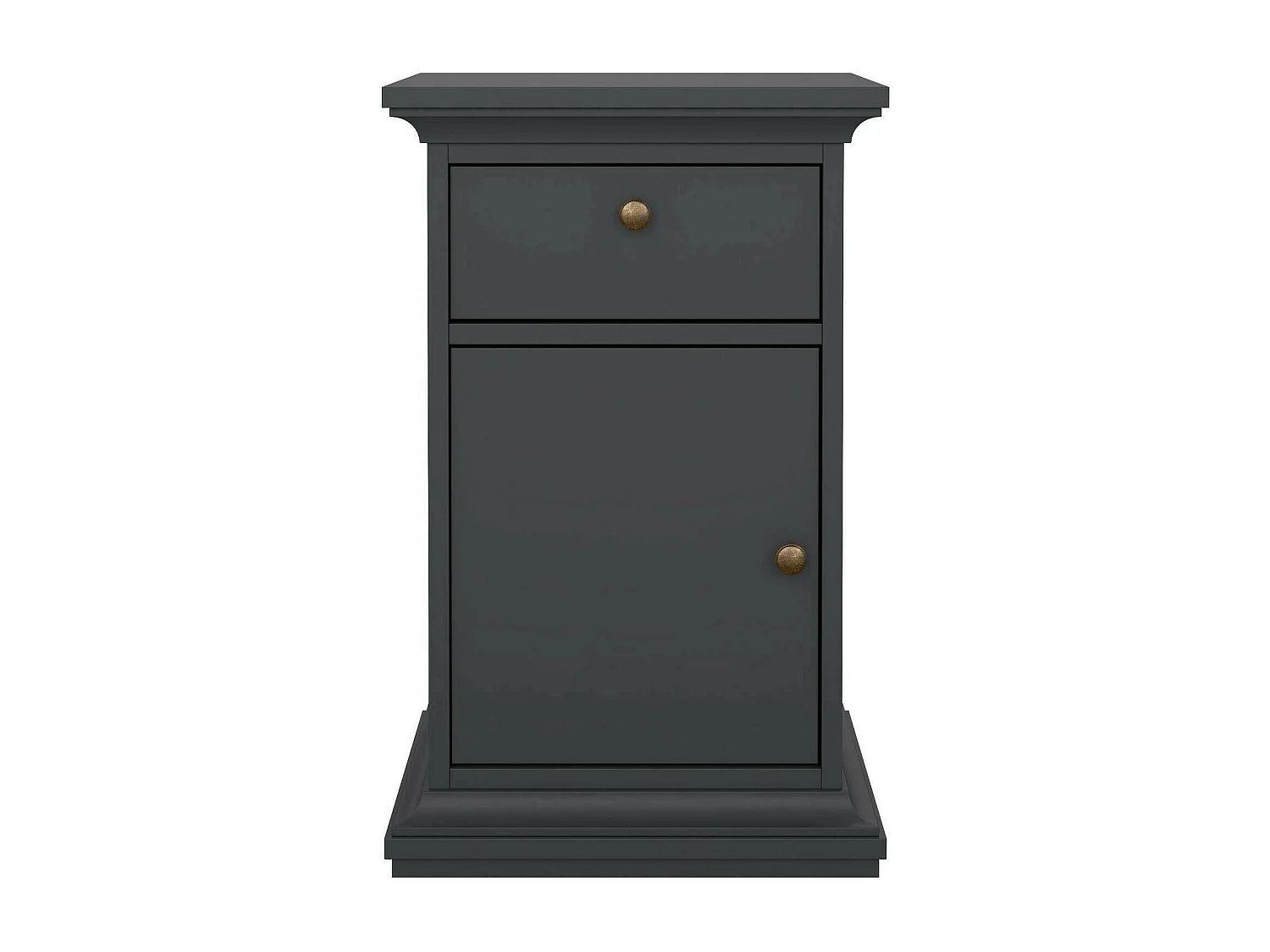 Chevet Drrahman, Commode basse, Table de nuit, Étagère de chevet, 44x40 h70 cm, Gris
