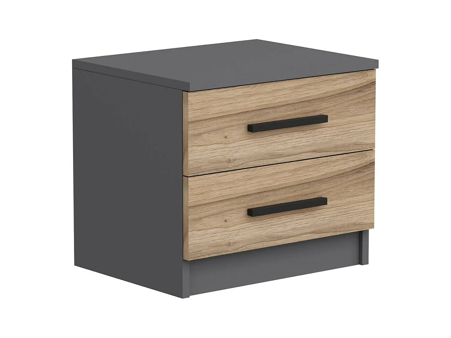 Chevet Dbauman, Commode basse, Table de nuit, Étagère de chevet, 50x47 h40 cm, Noyer et Noir