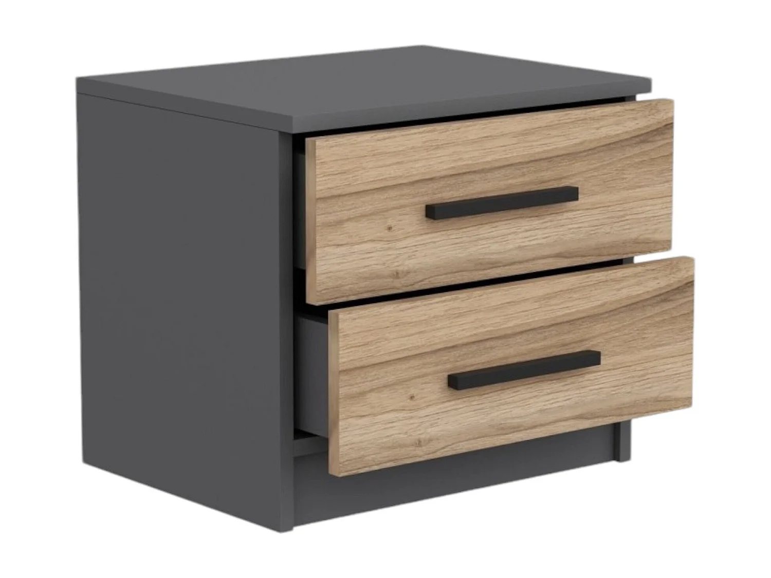 Mesa de cabeceira Dbauman, Cómoda baixa, Mesa de cabeceira, Prateleira de cama, 50x47 h40 cm, Nogueira e Preto