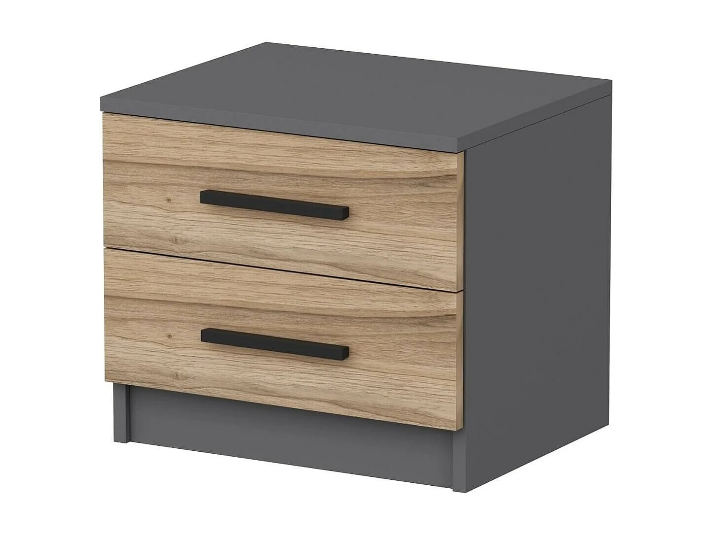 Chevet Dbauman, Commode basse, Table de nuit, Étagère de chevet, 50x47 h40 cm, Noyer et Noir