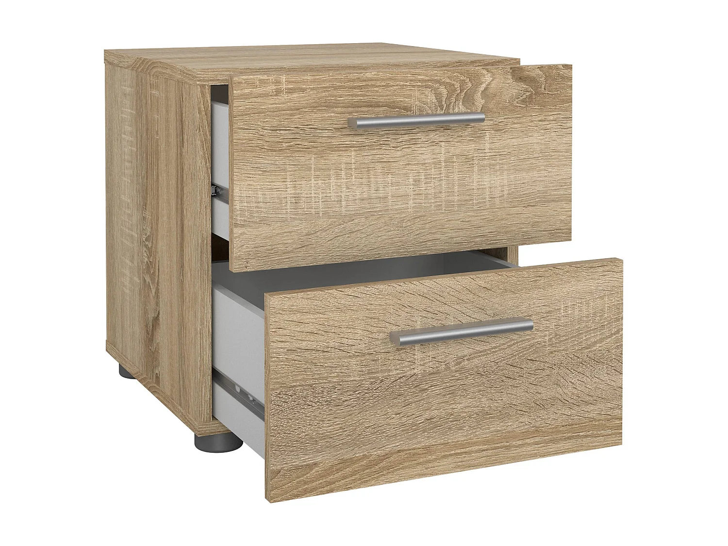 Chevet Drossett, Commode basse, Table de nuit, Étagère de chevet, 40x40 h42 cm, Chêne