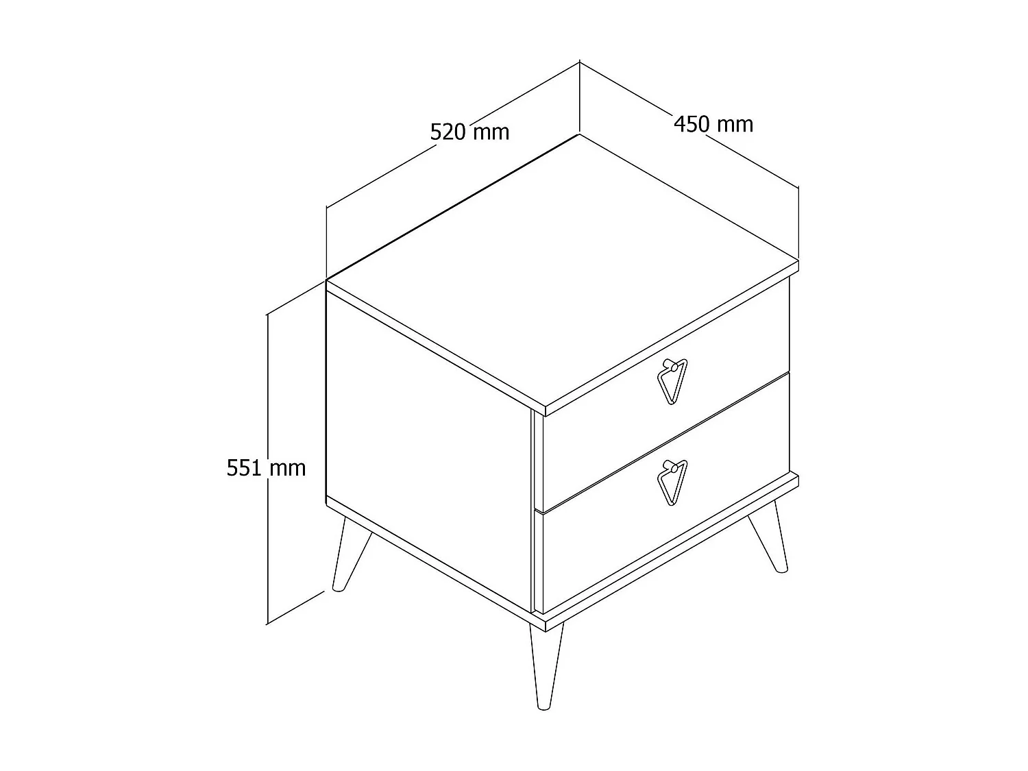 Mesa de cabeceira Dpraszeli, Cómoda baixa, Mesa de cabeceira, Prateleira de cama, 52x45 h55 cm, Carvalho
