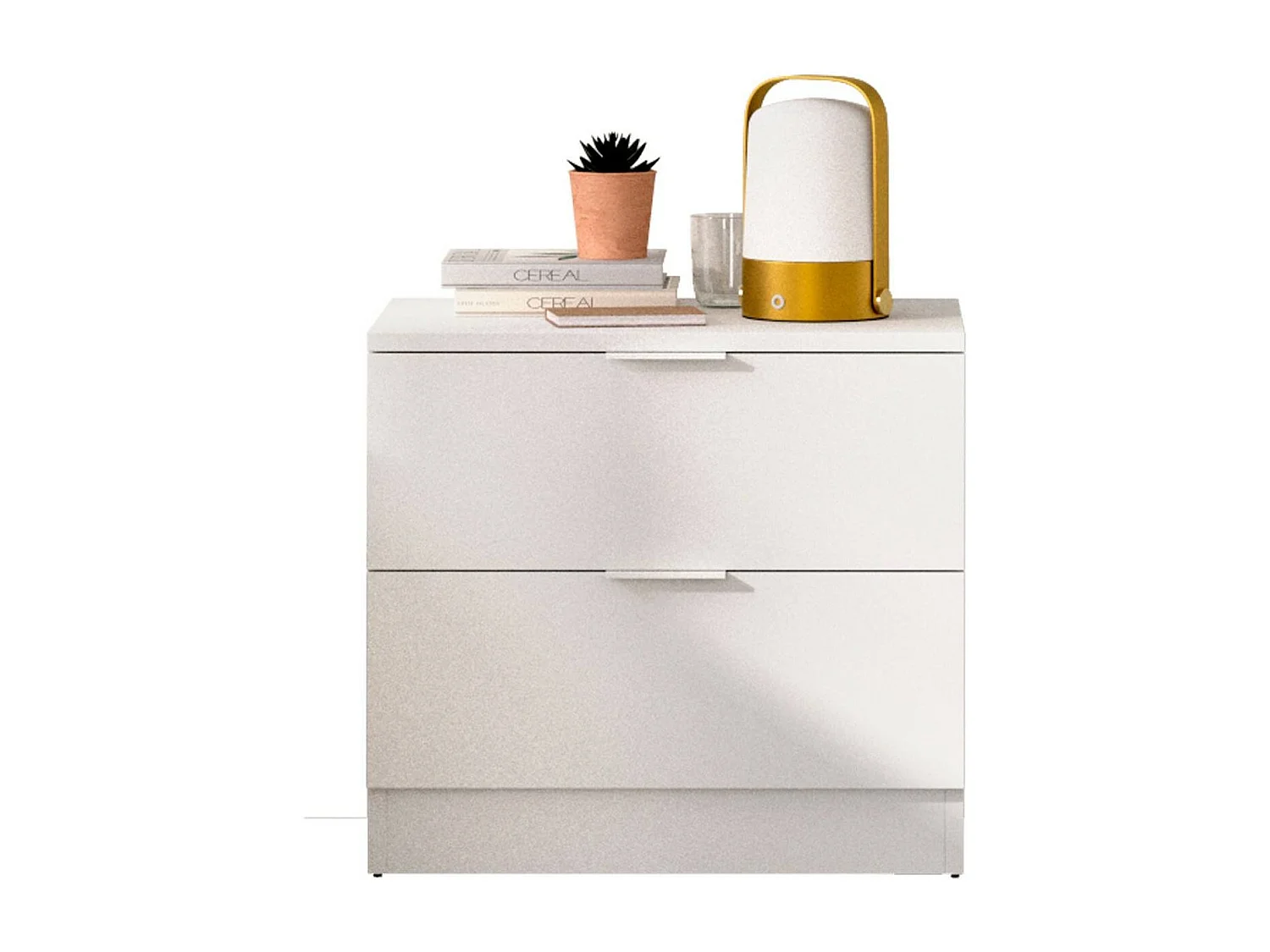 Chevet Daber, Commode basse, Table de nuit, Étagère de chevet, 50x34 h46 cm, Blanc