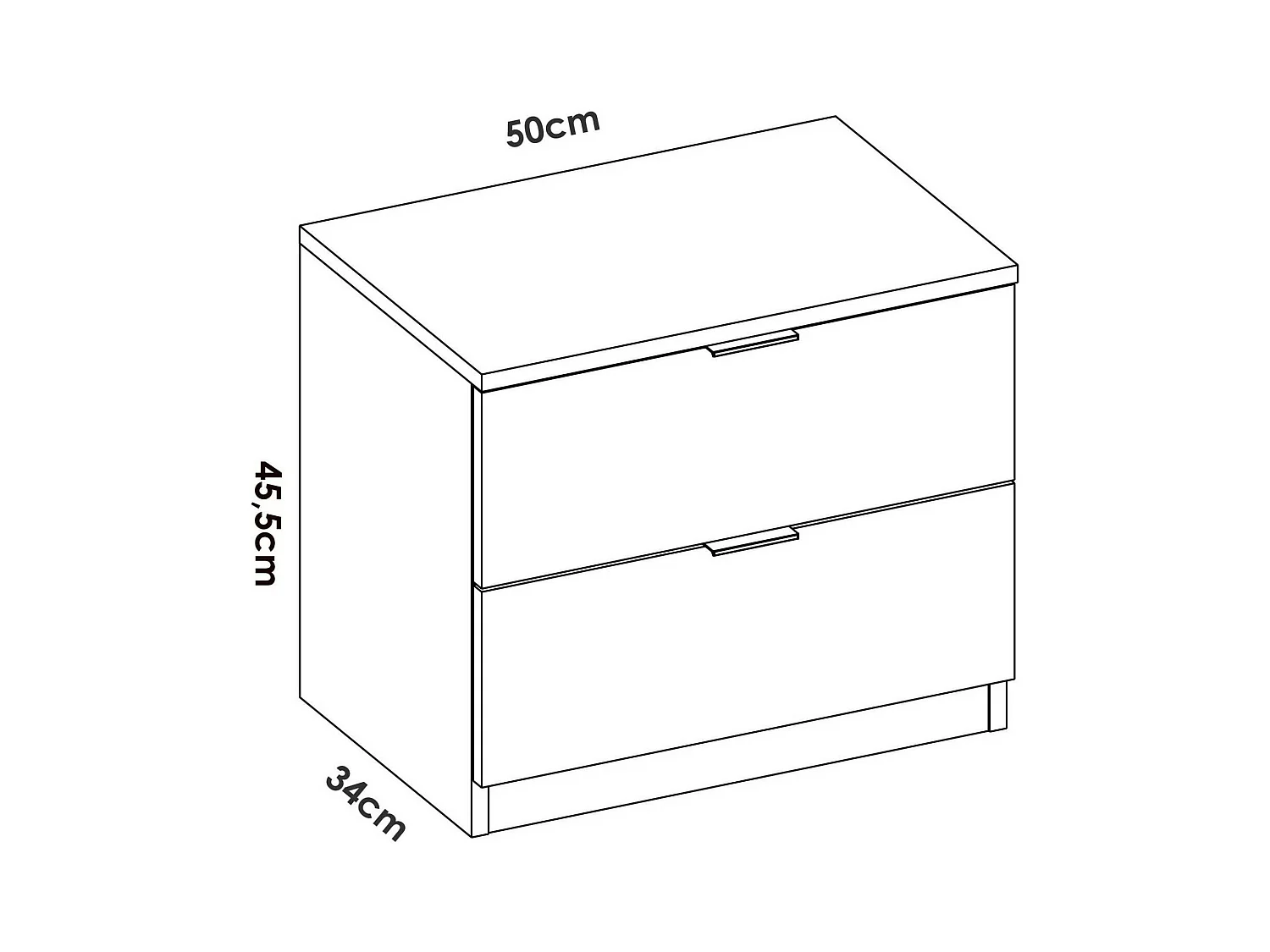 Chevet Daber, Commode basse, Table de nuit, Étagère de chevet, 50x34 h46 cm, Blanc