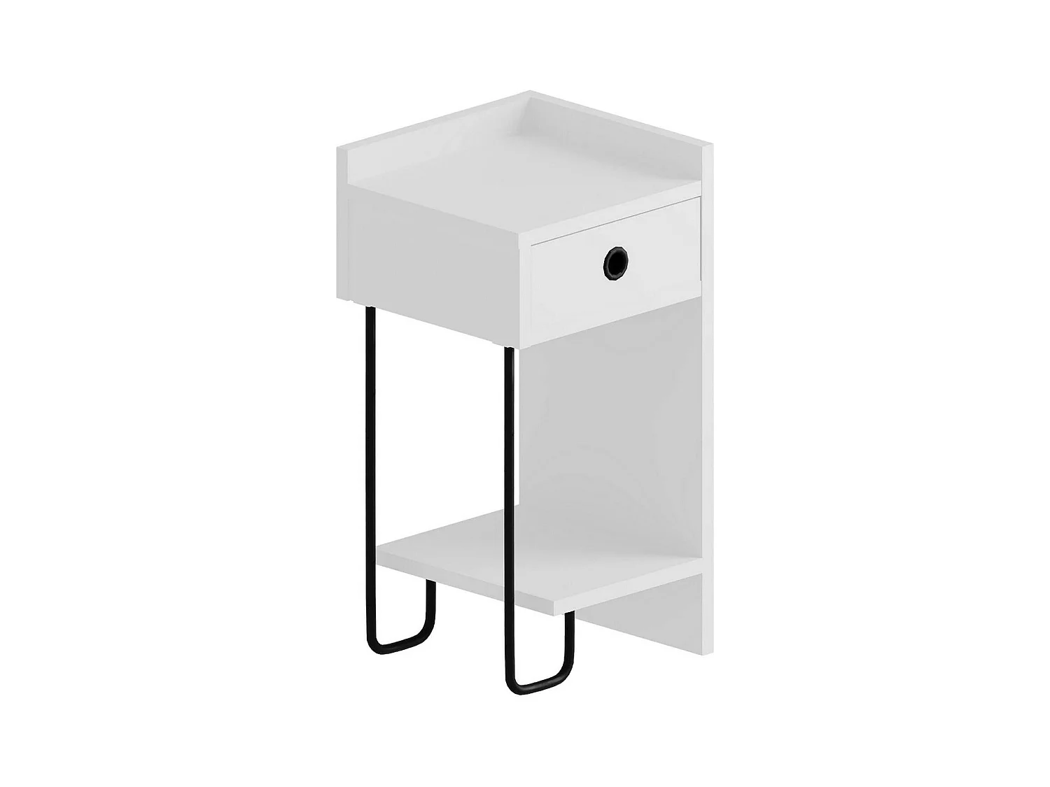 Chevet Dportalur, Commode basse, Table de nuit, Étagère de chevet, 32x30 h61 cm, Blanc