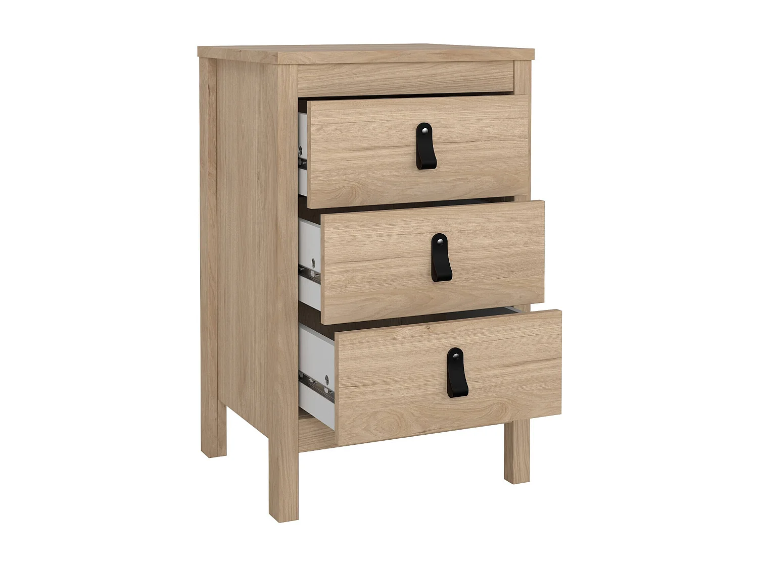 Chevet Dsain, Commode basse, Table de nuit, Étagère de chevet, 44x38 h70 cm, Chêne clair