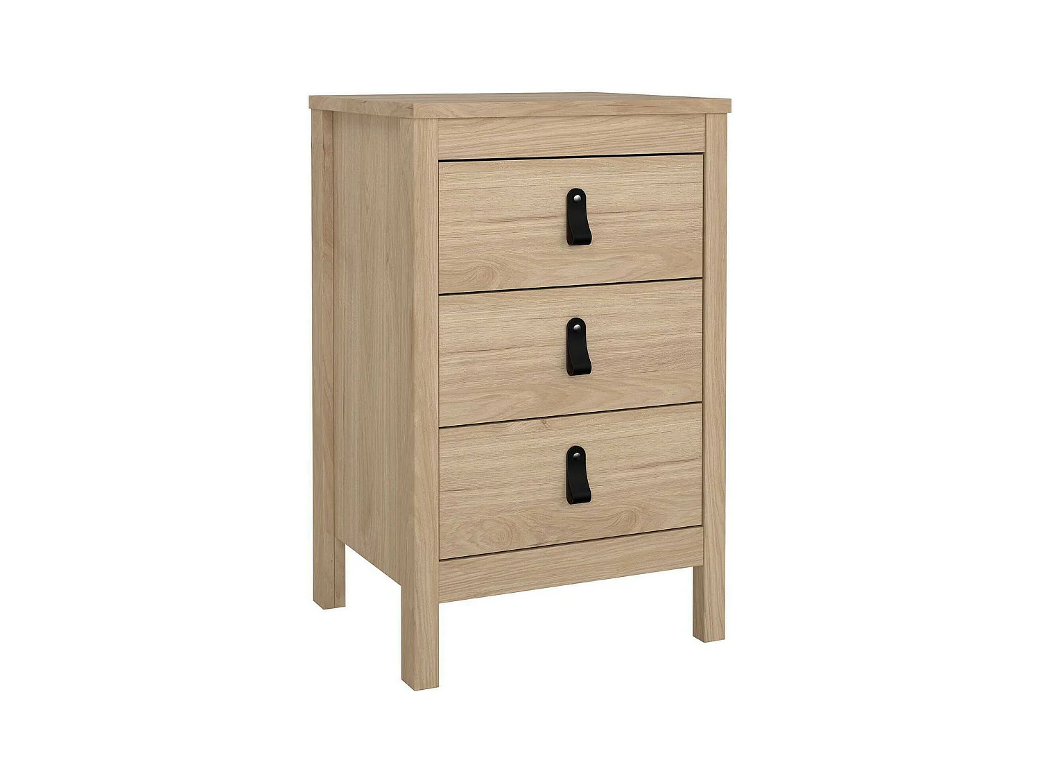 Chevet Dsain, Commode basse, Table de nuit, Étagère de chevet, 44x38 h70 cm, Chêne clair