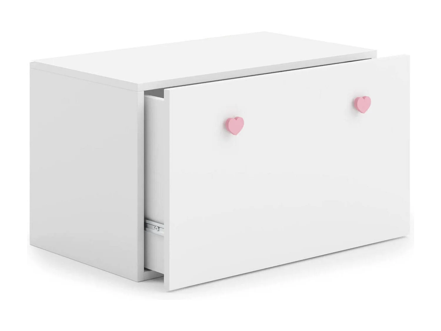 Chevet Dlyle, Commode basse, Table de nuit, Étagère de chevet, 42x42 h71 cm, Blanc et rose