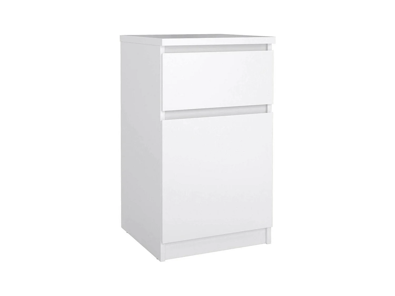 Chevet Francoise, Commode basse, Table de nuit, Étagère de chevet, 40x40 h70 cm, Blanc