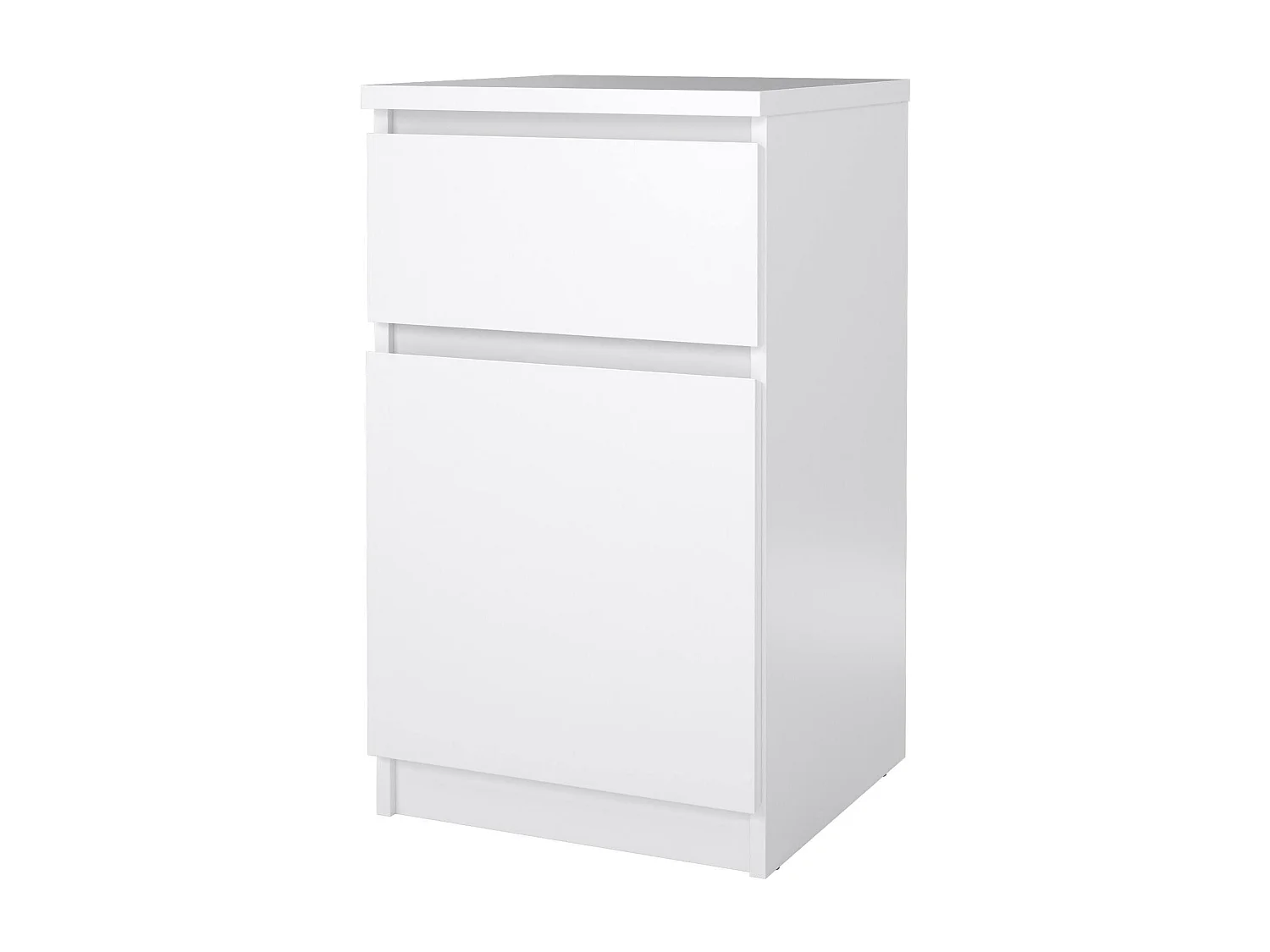 Chevet Francoise, Commode basse, Table de nuit, Étagère de chevet, 40x40 h70 cm, Blanc