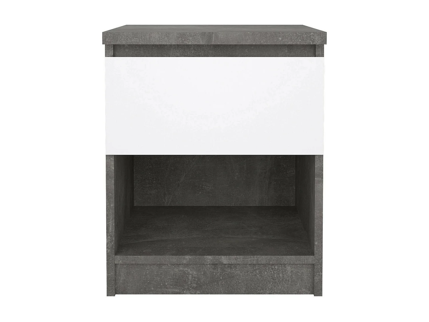 Dross nachtkastje, Lage ladekast, Nachtkastje, Bedplank, 40x40 h50 cm, Cement en Wit